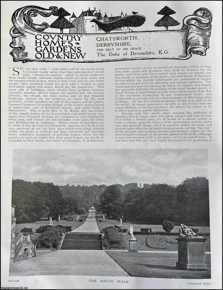 Item #511634 Chatsworth, Derbyshire. The Seat of His Grace, The Duke of of Devonshire, K.G....