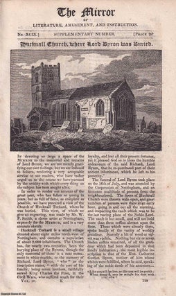 Item #511890 Hucknall Church, where Lord Byron was Buried. A complete rare weekly issue of the...