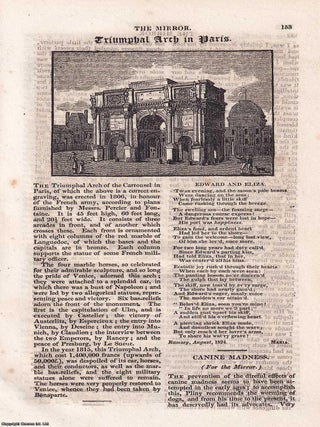 Siward, the Earl of Northumberland's Monument & the Triumphal Arch in Paris. A complete rare weekly issue of the Mirror of Literature, Amusement, and Instruction, 1824.