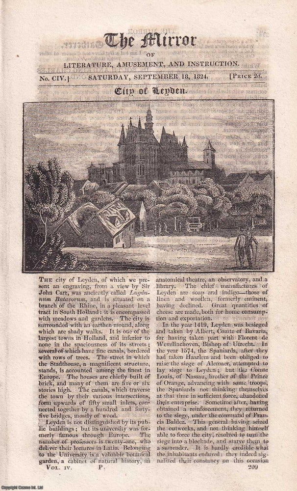 Item #511895 City of Leyden & the Banian, or Burr Tree. A complete rare weekly issue of the...