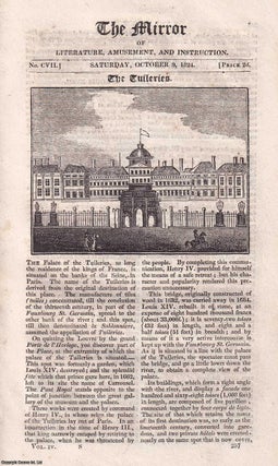 Item #511898 The Palace of the Tuileries, Paris. A complete rare weekly issue of the Mirror of...