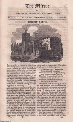 Item #511903 Stepney Church. A complete rare weekly issue of the Mirror of Literature, Amusement,...