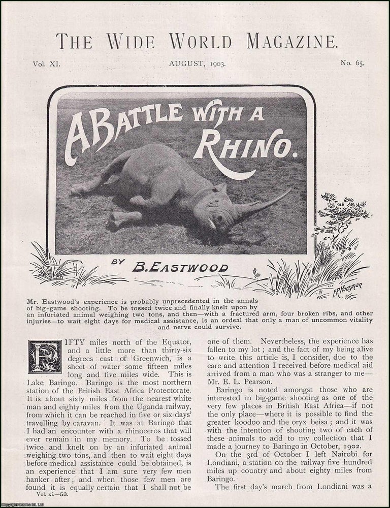 Item #511976 A Battle with a Rhino. Survival after an attack by the big game animal. 9 pages,...