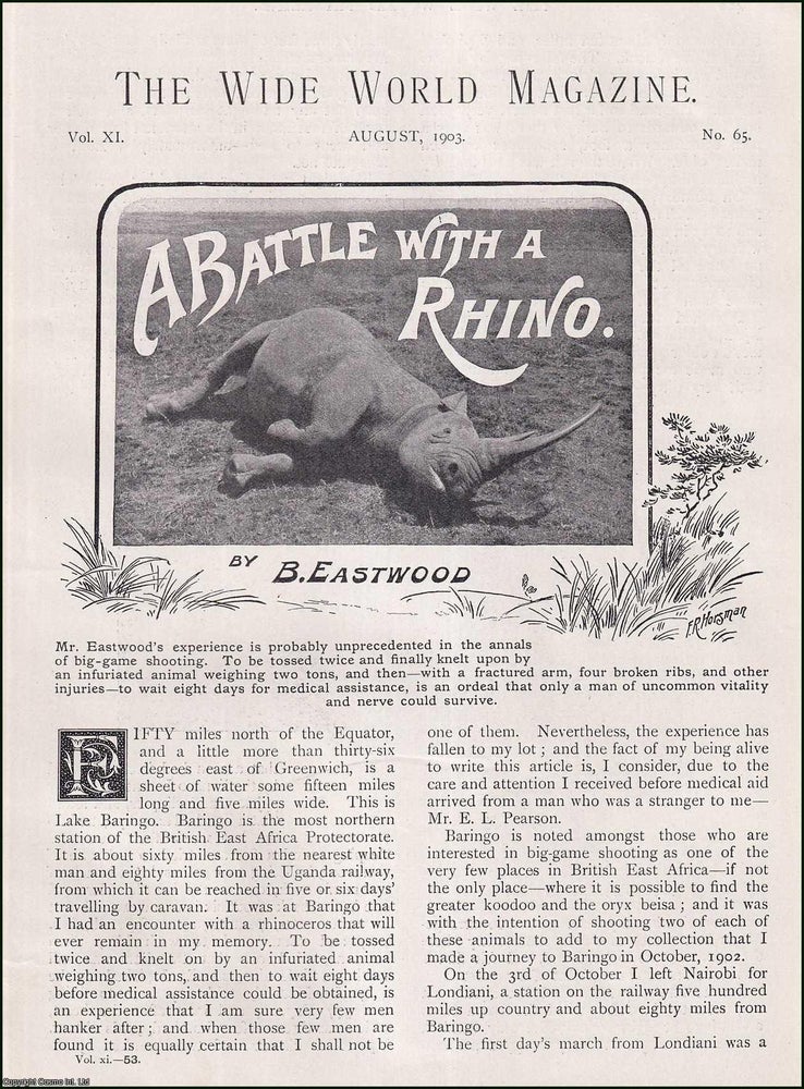 Item #511976 A Battle with a Rhino. Survival after an attack by the big game animal. 9 pages,...