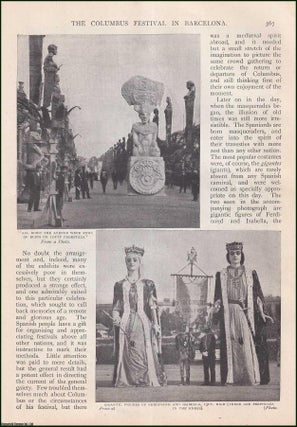 Item #512079 The Columbus Festival in Barcelona. An uncommon original article from the Wide World...