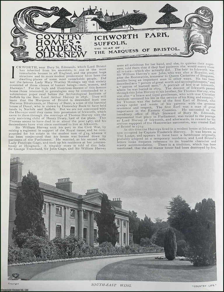 Item #512193 Ickworth Park, Suffolk. The Seat of The Marquess of Bristol. Several pictures and...