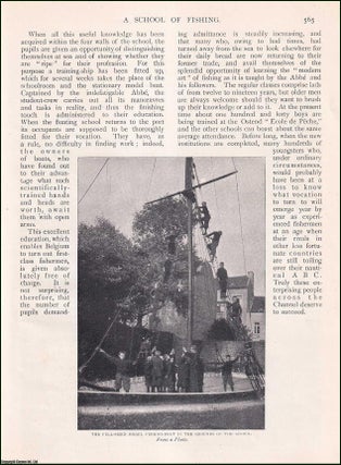 Item #512327 A School of Fishing in Belgium. An uncommon original article from the Wide World...