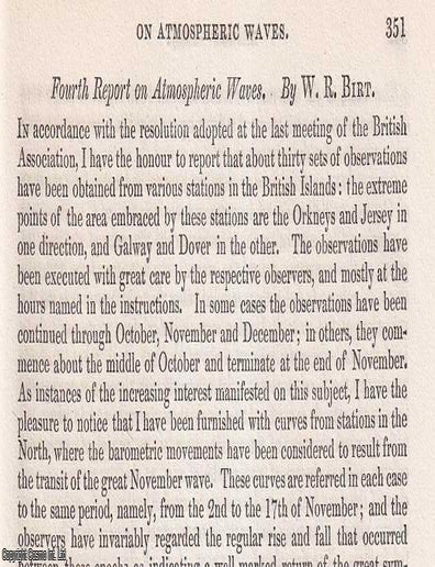 Item #512404 1847. Atmospheric Waves. 21 pages, 2 plates, 1 folding plate. An article printed in...