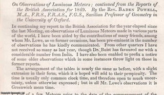 Item #512428 Observations of Luminous Meteors ; continued from the Reports of the British...