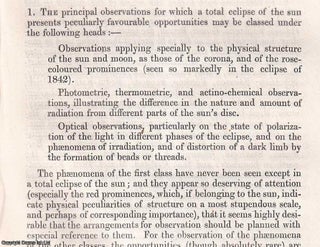 Item #512437 Suggestions to Astronomers for the Observation of the Total Eclipse of the Sun on...