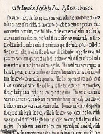 Item #512445 The Expansion of Solids by Heat. An uncommon original article from the British...