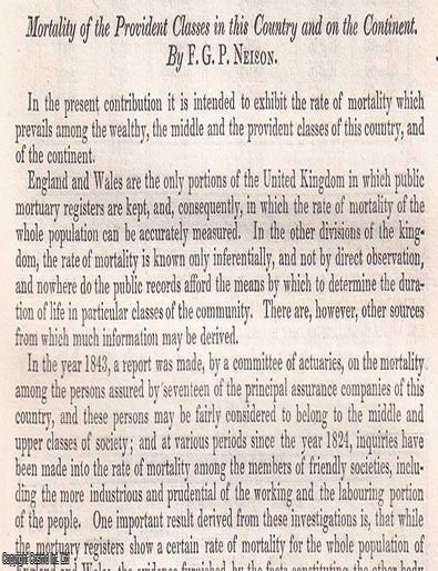 Item #512494 Mortality of the Provident Classes in this Country & on the Continent. An...
