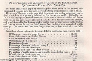 Item #512495 The Prevalence & Mortality of Cholera in the Indian Armies. An uncommon original...