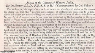 Item #512524 The Climate of Western India TOGETHER WITH Hail-storms in India, from June 1850 to...