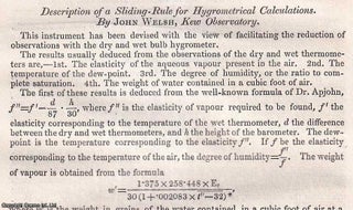 Item #512528 Description of a Sliding-Rule for Hygrometrical Calculations. An uncommon original...