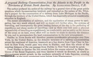 Item #512551 A proposed Railway Communication from the Atlantic to the Pacific in the Territories...