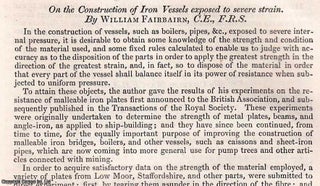 Item #512552 The Construction of Iron Vessels, exposed to severe strain. An uncommon original...