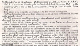Item #512671 The Detection of Strychnine, Poison. An uncommon original article from the British...