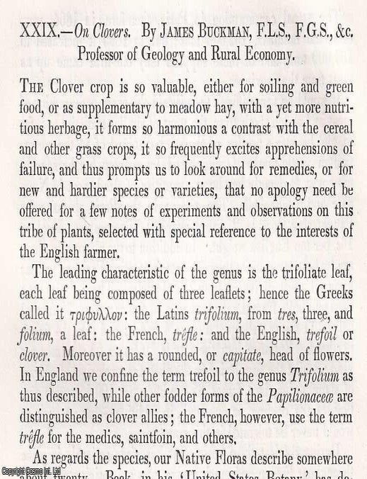 Item #512728 Clovers : the clover crop. An original article from the Journal of The Royal...