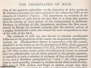 Item #512738 The Phosphates of Milk. An original article from the Journal of the Royal...