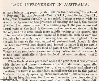 Item #512739 Land Improvement in Australia. An original article from the Journal of the Royal...