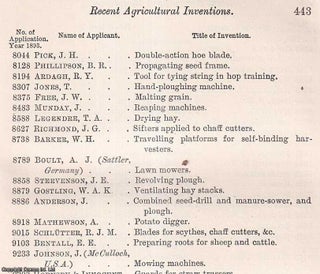Item #512760 Agricultural Machinery & Implements Inventions, 1893. An original article from the...