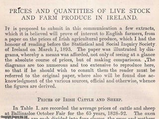 Item #512767 Prices & Quantities of Live Stock & Farm Produce in Ireland, 1828-1892. An original...