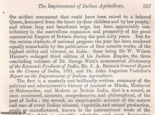 Item #512777 The Improvement of Indian Agriculture : Agrarian Tenures. An original article from...