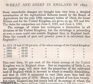 Item #512778 Wheat & Sheep in England in 1893. An original article from the Journal of the Royal...