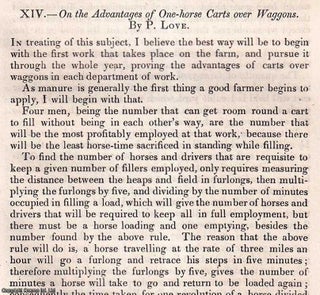 Item #512853 The Advantages of One-horse Carts over Waggons. An original article from the Journal...