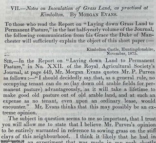 Item #512876 Inoculation of Grass Land, as practised at Kimbolton. An original article from the...