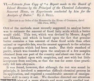 Item #512892 The Analysis of Butter : extracts from Copy of a Report made to the Board of Inland...