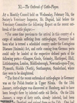 The Progress of the Investigations into the Nature of Pleuro-Pneumonia & Foot-and-Mouth Disease now being conducted at the Brown Institution TOGETHER WITH the Outbreak of Cattle-Plague. Two complete original articles from the Journal of the Royal Agricultural Society of England, 1877.