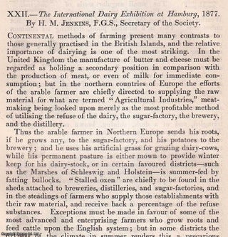 Item #512901 The International Dairy Exhibition at Hamburg, 1877. An original article from the...