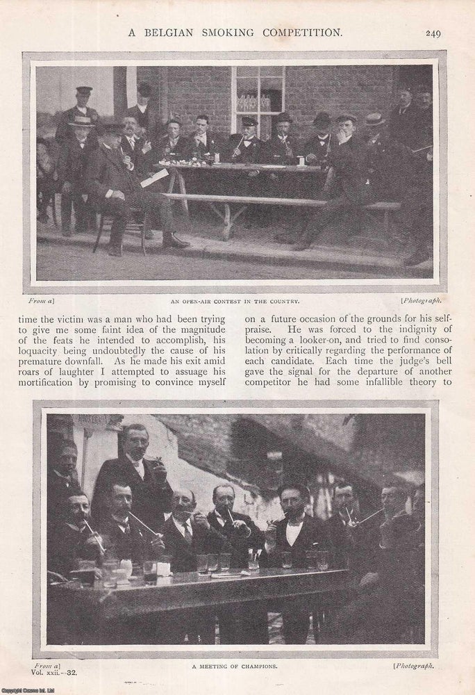 Item #512972 A Belgian Smoking Competition : valuable prizes awarded to the man who can make his...