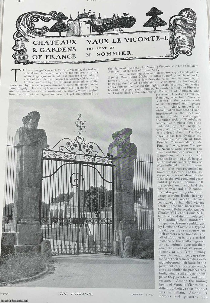 Item #513172 Vaux Le Vicomte. The Seat of M. Sommier. Several pictures and accompanying text,...