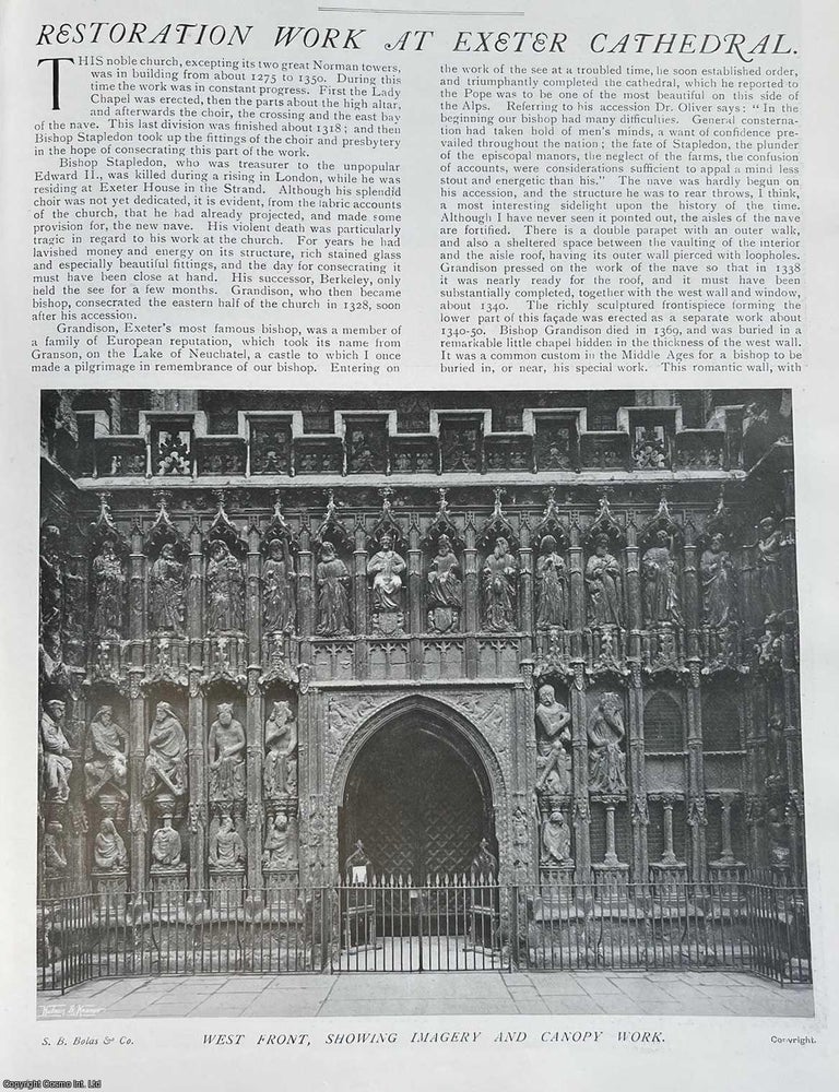 Item #513173 Restoration Work at Exeter Cathedral. Several pictures and accompanying text,...