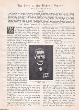 The Story of the Brothers Degrave (Rorique) : the Degraves's tale of alleged piracy, an unfair trial, seven years imprisonment in French Guiana and eventual pardon. By G.A. Raper, of Paris. WIDE WORLD MAGAZINE : Truth really is stranger than fiction : A complete two part uncommon original article taken from the Wide World Magazine, 1901.