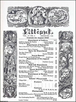 Lilliput Magazine. August 1949. Vol.25 no.2 Issue no.146. Ronald Searle drawings, Bill Naughton story, coloured illustrations by Cham, and other pieces.