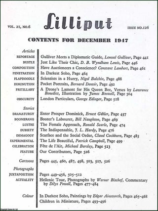 Lilliput Magazine. December 1947. Vol.21 no.6 Issue no.126. Ronald Searle drawings, Edgar Aisworth colour illustrations, Werner Bischof photographs, and other pieces.