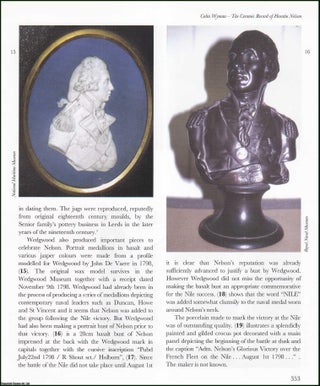 Item #513637 The Ceramic Record of Horatio Nelson. An original article from the English Ceramic...