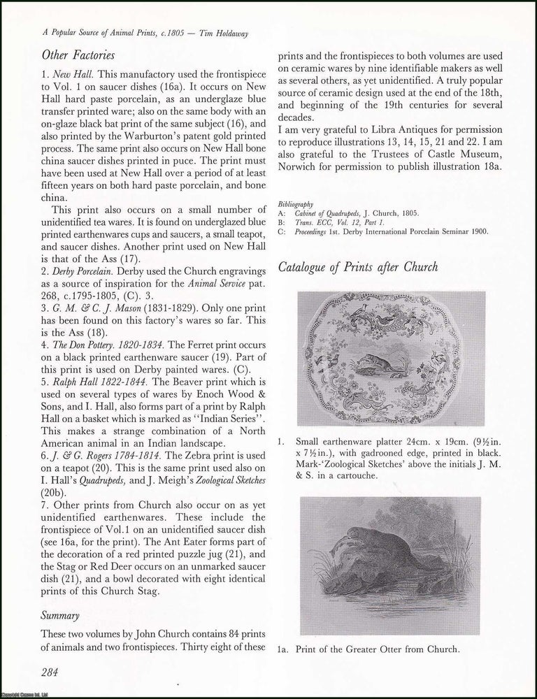 Item #513676 A popular source of Animal Prints, c.1805. 9 pages, illustrated. An article printed...