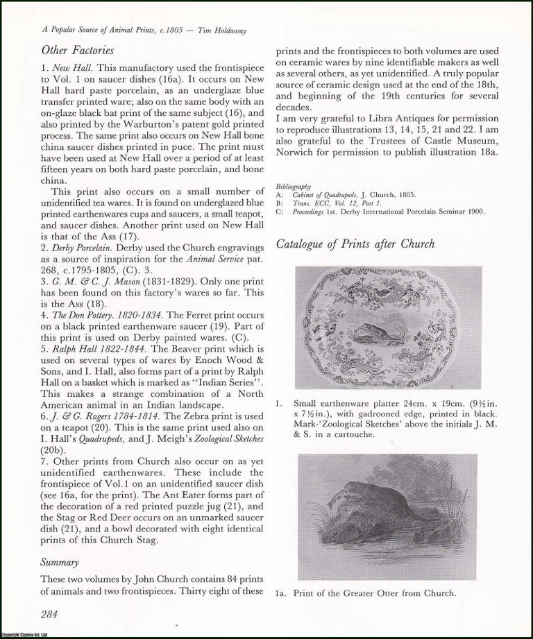 Item #513676 A popular source of Animal Prints, c.1805. 9 pages, illustrated. An article printed...