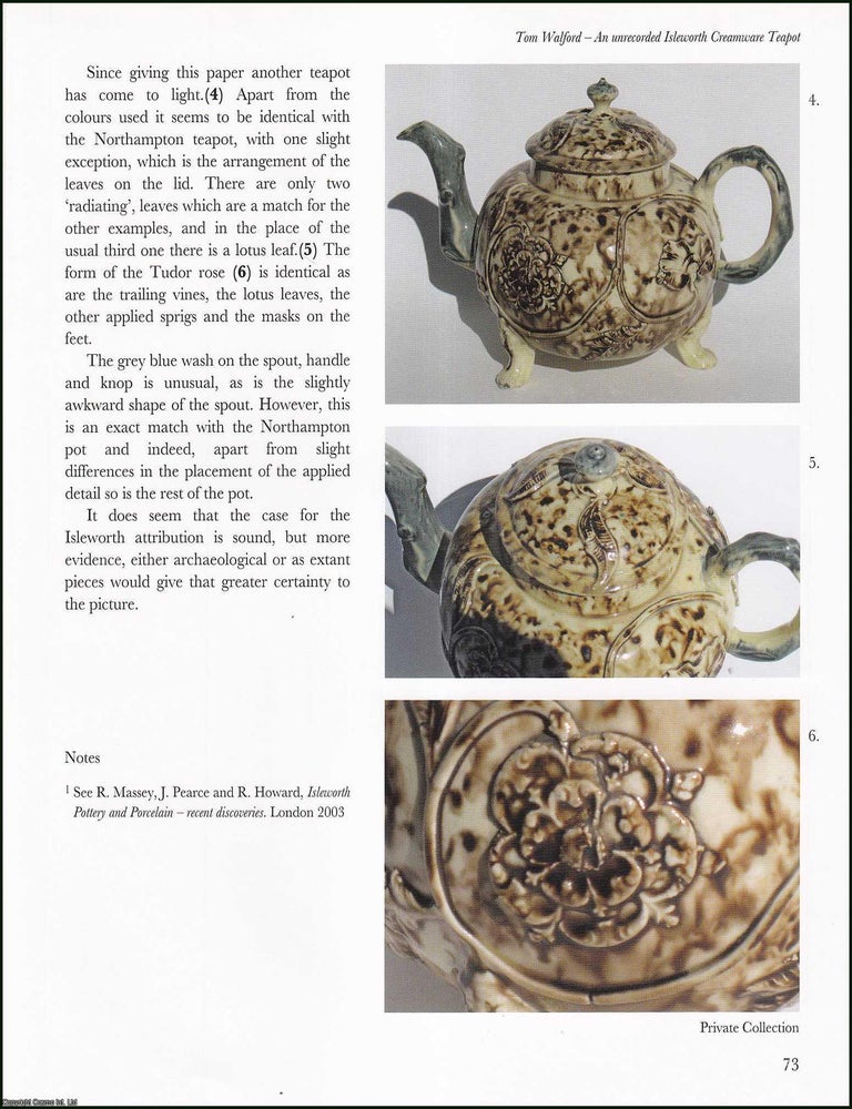 Item #513703 An unrecorded Isleworth Creamware Teapot. An original article from the English...