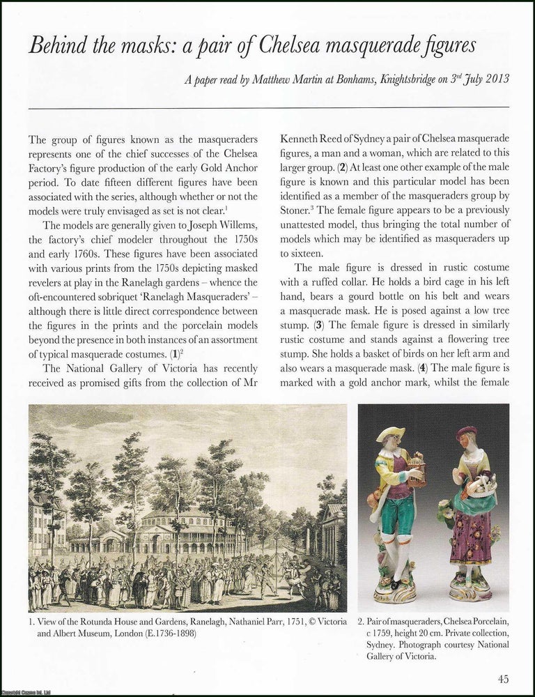 Item #513732 A Pair of Chelsea Masquerade Figures : Behind the masks. 11 pages, illustrated with...
