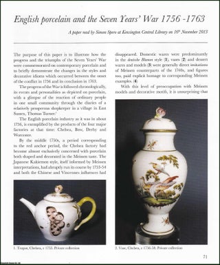 Item #513734 English Porcelain and the Seven Years War, 1756-1763. An original article from the...