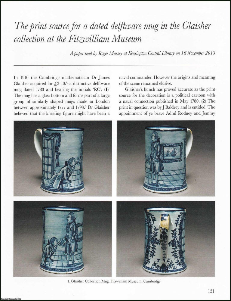 Item #513738 The Print Source for a Dated Delftware Mug in the Glaisher Collection at the...