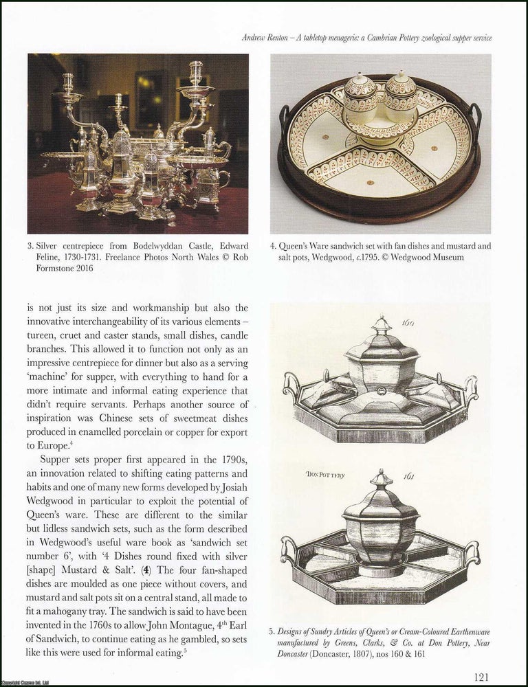 Item #513783 A Tabletop Menagerie : a Cambrian Pottery Zoological Supper Service. An original...