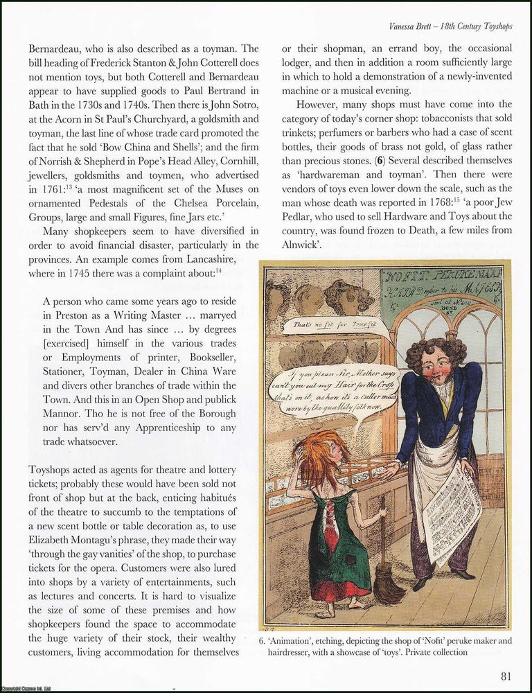 Item #513808 18th-Century Toyshops. 16 pages. An article printed in 2010, written by Vanessa...
