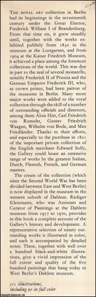 The Berlin Museum : Paintings in the Picture Gallery, Dahlem - West Berlin.
